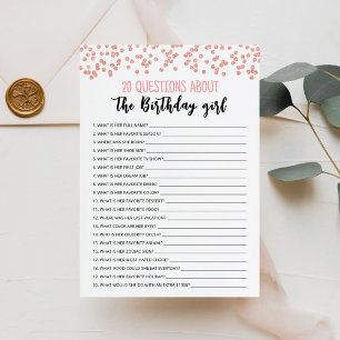 20 Questions sur la carte d'anniversaire pour fill