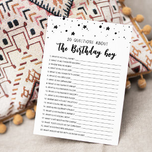 20 Questions sur la carte d'anniversaire pour garç