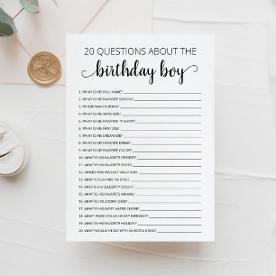 20 Questions sur la carte d'anniversaire pour garç