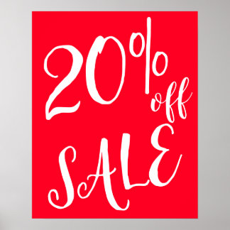 20% Rabatt auf das Handelsschild, Red Boutique Sal Poster