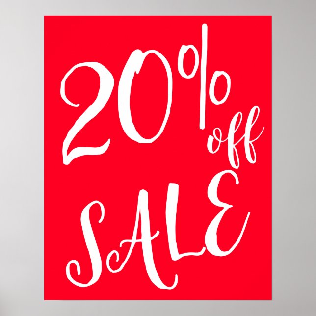 20% Rabatt auf das Handelsschild, Red Boutique Sal Poster (Vorne)