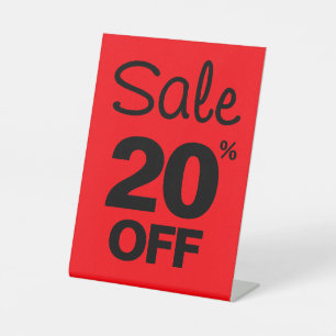 20% Rabatt auf das Handelsschild, Tabletop Counter Sockelschild