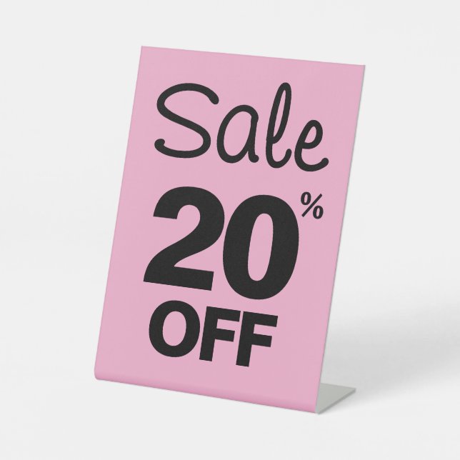 20% Rabatt auf das Handelsschild, Tabletop Counter Sockelschild (Vorderseite)