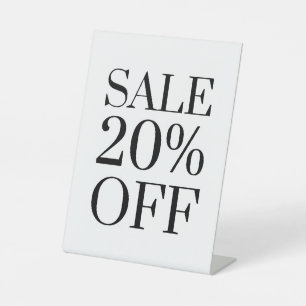 20% Rabatt auf das Handelsschild, Tabletop Counter Sockelschild