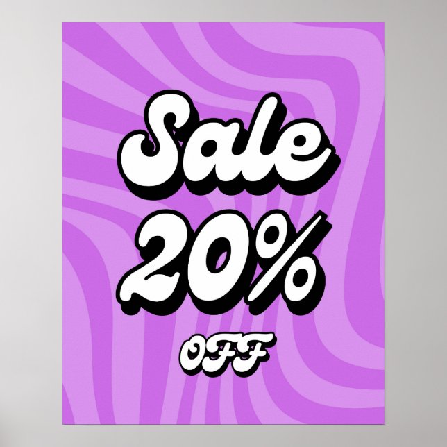 20% Rabatt auf Verkauf, Lila Verkaufszeichen, Einz Poster (Vorne)
