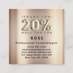 20% Rabatt Logo Danke Rose Gold Terminkarte