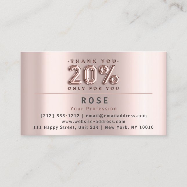 20% Rabatt Logos Vielen Dank Rose US-amerikanische Terminkarte (Vorderseite)
