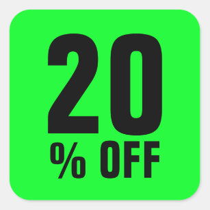 20 % Rabatt Preis Neon Green Sale Quadratischer Aufkleber