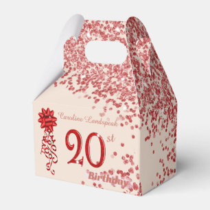 20. Ruby Rot Glitter Champagner Gold Geburtstag Geschenkschachtel