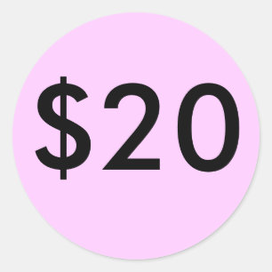 $20 RUNDER AUFKLEBER
