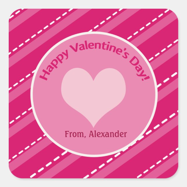 20 Saint Valentin Coeurs en coups Stickers Carrés (Devant)