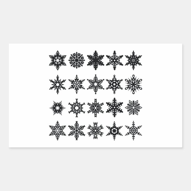 20 Schneeflocken-Aufkleber, Flake Winter Rechteckiger Aufkleber (Vorderseite)