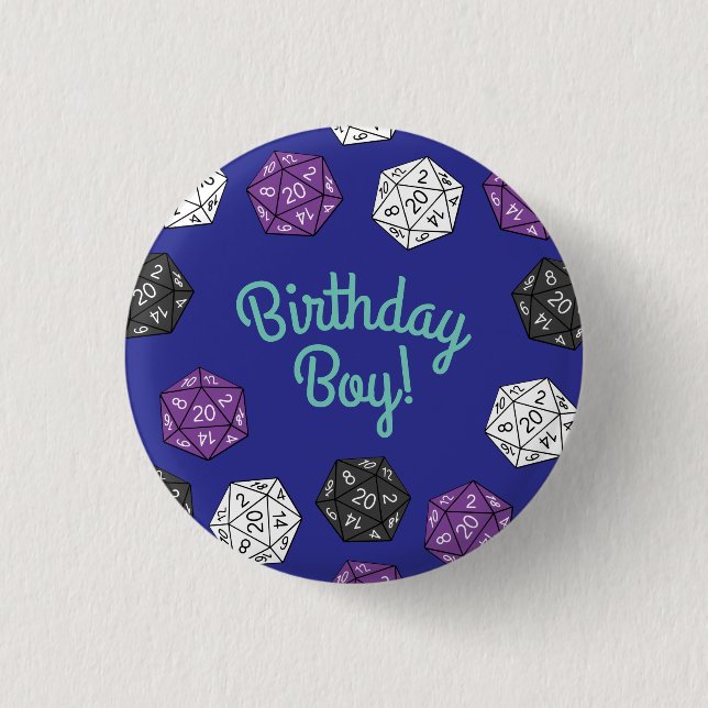 20 Sided Dice DND Games Geburtstagsparty Button (Vorderseite)