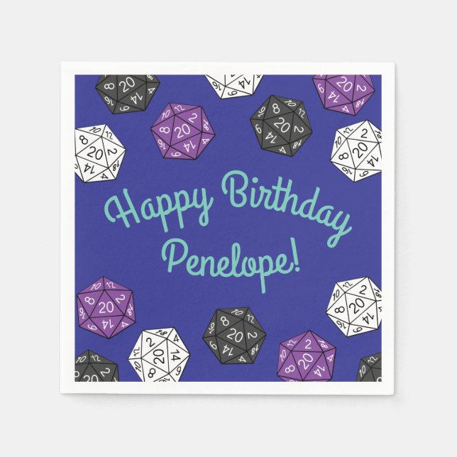 20 Sided Dice DND Games Kindergeburtstag Party Serviette (Vorderseite)