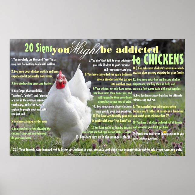 20 Signs You MIGHT be Addicted to Chickens Poster (Vorne)