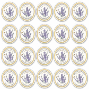 20 Small Jar Oval Lavendel Honey Label mit Biene