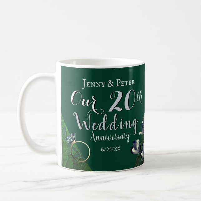 20. Smaragdfarbener Porzellan Hochzeitsjubiläum Ka Kaffeetasse (Links)