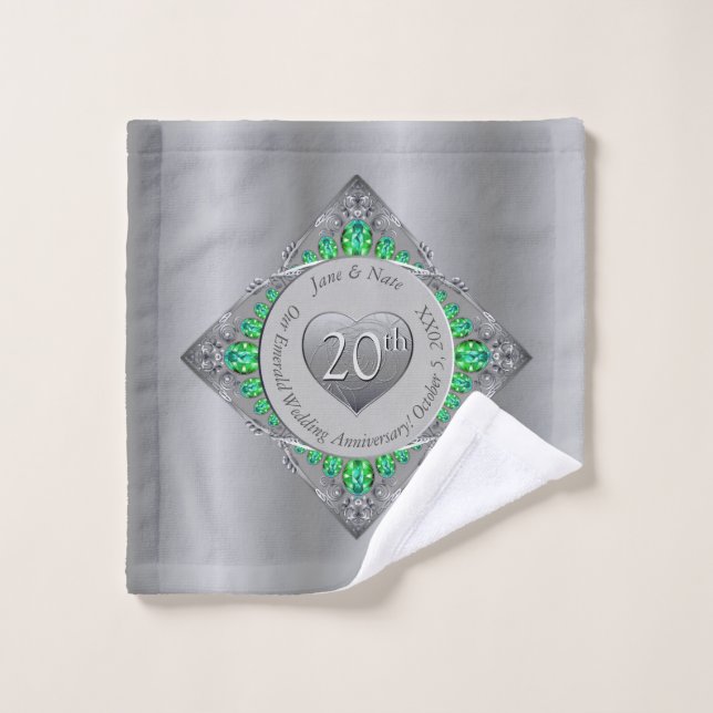 20. Smaragdjubiläum Platinhandtuch Badhandtuch Set (Waschlappen)