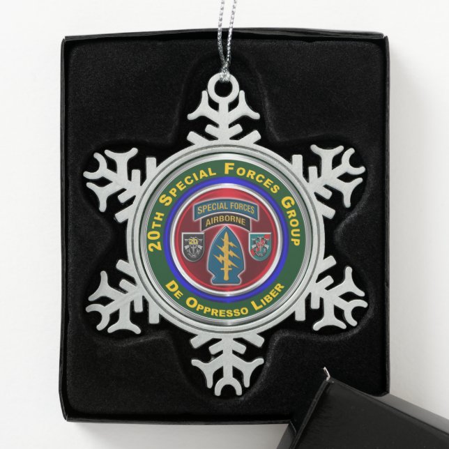 20. Special Forces Group Schneeflocken Zinn-Ornament (Box)