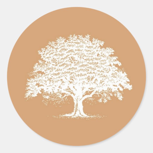 20 Spring Tree Brown/White Wedding Umschlag Aufkle Runder Aufkleber (Vorderseite)