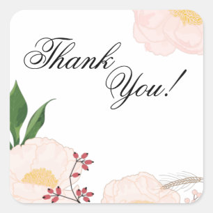 20 Stickers Merci Bébé Cosmos rose sur blanc
