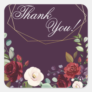 20 Stickers Merci Plum violet Rose Gold Geome