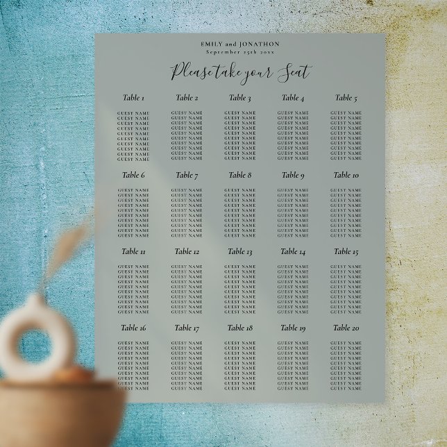 20 Tabelle Sitzdiagramme grün anzeigen Poster (Von Creator hochgeladen)