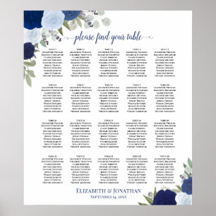 20 Tableau Élégant Mariage Floral Bleu Tableau de 