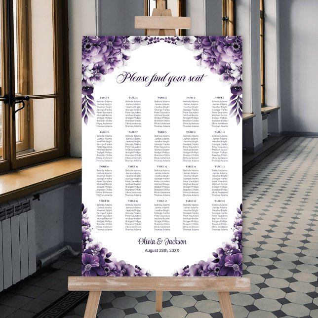 20 Tableau Plastique de Mariage Floral Violet (Créateur téléchargé)