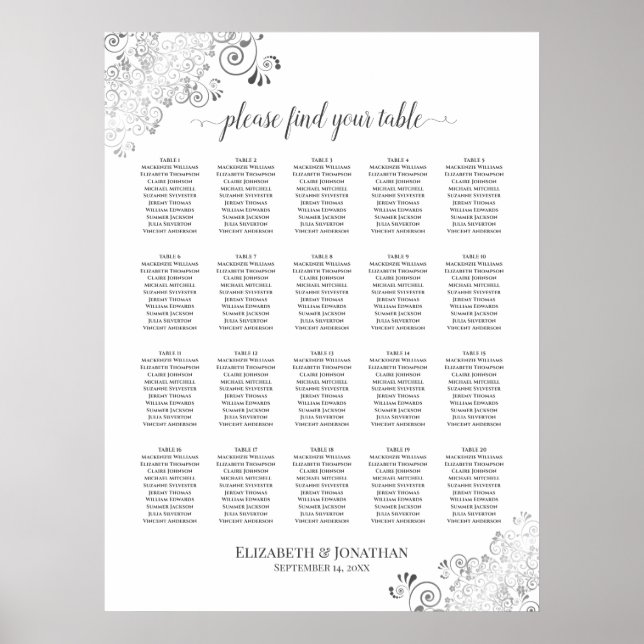 20 Tafelsilber Hochzeitskronen Weiß Poster (Vorne)