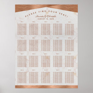 20 Tische Sitzplan Hochzeit Marmor Kupfer Poster