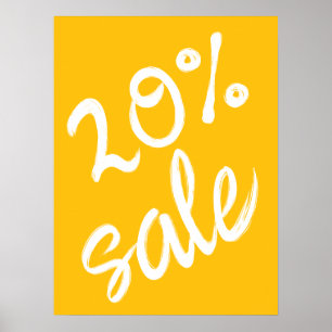 20 % Verkaufszeichen, 18 x 24 Gelb Verkauf Poster
