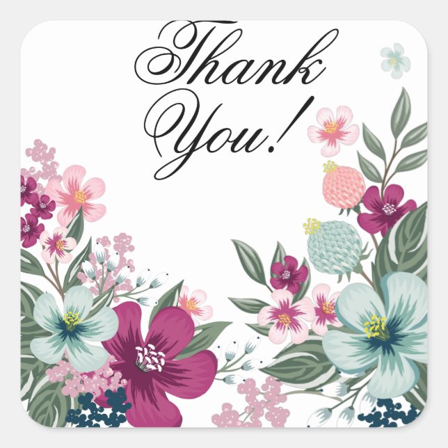 20 Vielen Dank Stickers Tropical Blume auf White (Vorderseite)