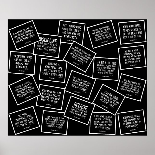 20 Volleyball-Zitate in Schwarz und Weiß Poster (Vorne)