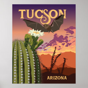 20" x16" Bat und Saguaro Sunset Poster