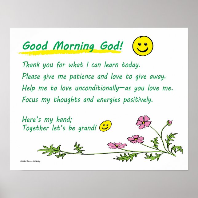 20"x16" Poster: "Guten Morgen, Gott!" (Papier ausw Poster (Vorne)