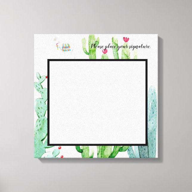 20"x20" Signature-Leinwand Boho Llama Bohemisch Ca Leinwanddruck (Vorderseite)