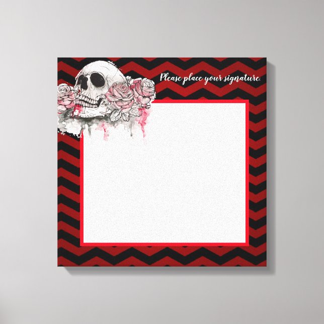 20"x20" Signature Leinwand Schädel Rose Gothic Zic (Vorderseite)