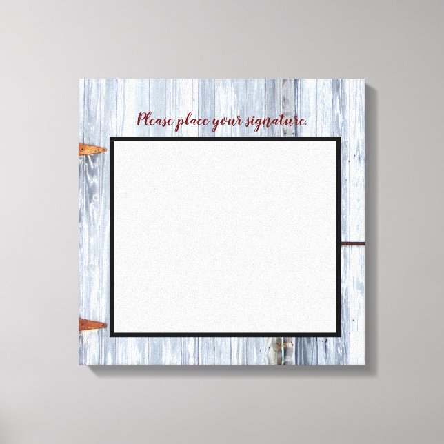 20"x20" Signature-Leinwand Weißwaschholz-Stalltür Leinwanddruck (Vorderseite)