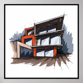 20 x 20 Abstrakte Hausmauer Art Poster