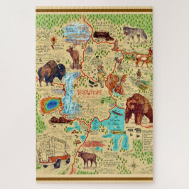 20 x 30 Illustrierte Yellowstone-Karte