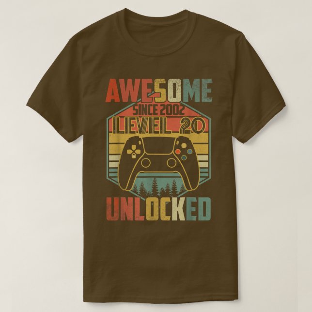20 Year Old Birthday Gift Awesome Since 2002 Video T-Shirt (Design vorne)