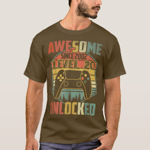 20 Year Old Birthday Gift Awesome Since 2002 Video T-Shirt