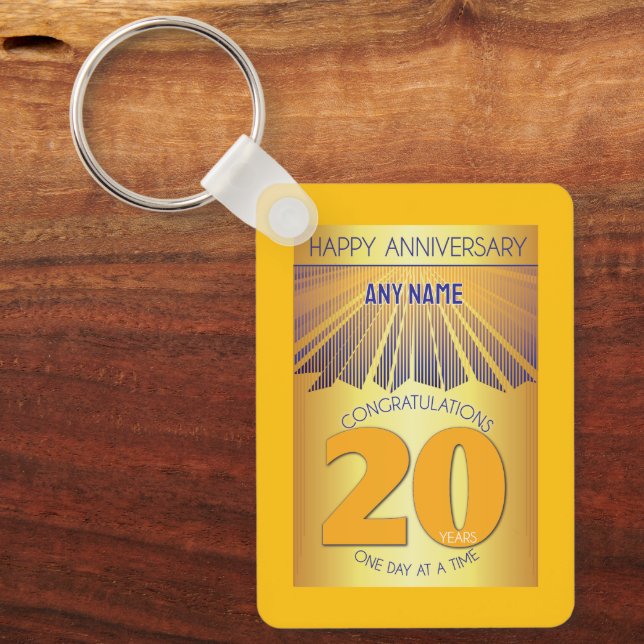 20 Year Sober Anniversary | Golden Ray 12 Step Schlüsselanhänger (Vorderseite)
