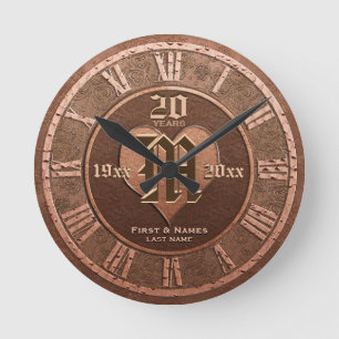 20 Year Vintage Copper Look Wedding Anniversary Runde Wanduhr