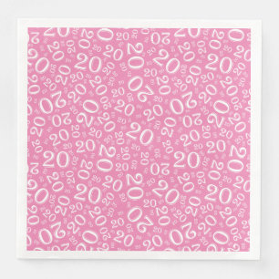 20. Zufallszahlenmuster Rosa/Weiß Serviette