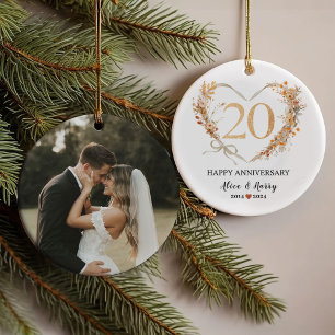 20e anniversaire du Mariage Gold Hearts Couple Pho