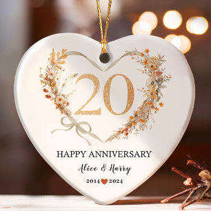 20e anniversaire du Mariage Gold Hearts Couple Pho