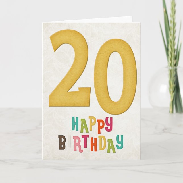 20e anniversaire Joyeux design de carte d'annivers (Devant)