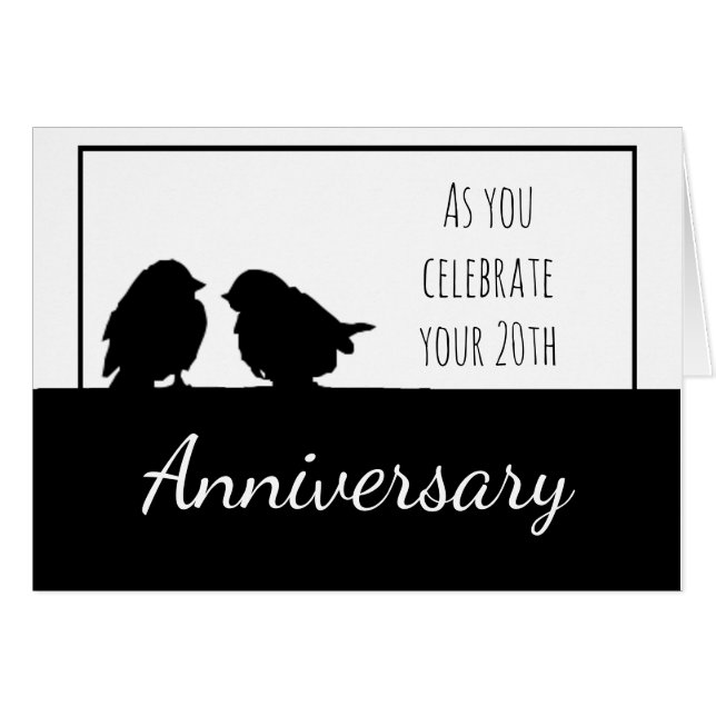 20e Anniversaire Romantique mignon oiseaux couple (Devant horizontal)